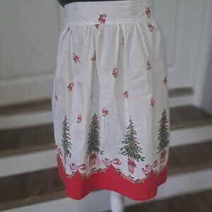 Vintage Hostess Christmas 1950s Apron Christmas trees candy canes and bows MCM
